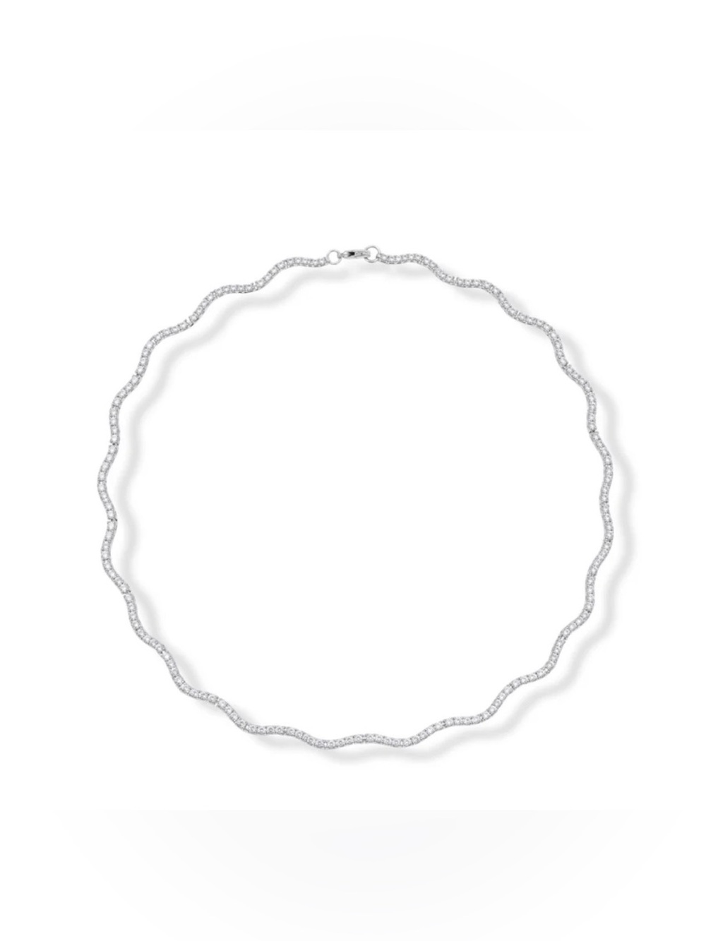 Silver Tennis Wave Cubic Zirconia Necklace